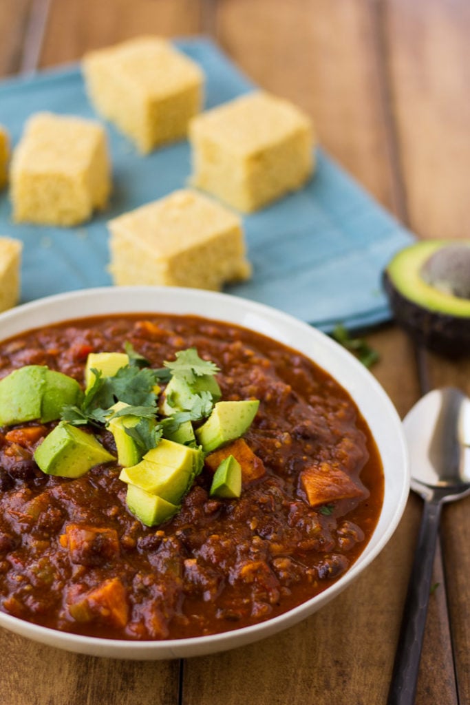 Sweet Potato Black Bean Chili- A delicious and easy vegan chili full of nutrients and flavor.