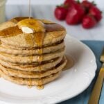 Freezer Whole Grain Pancakes- Made with spelt flour and rolled oats. Super fluffy and satisfying!