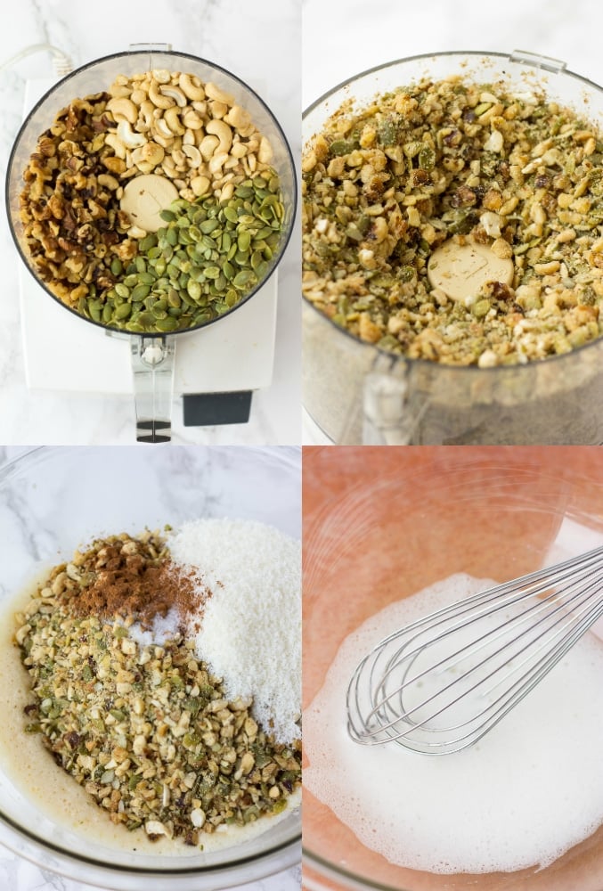 grain free granola steps on how to put it together collage