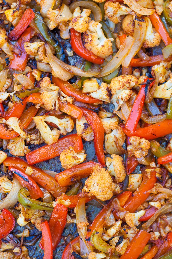 Easy Sheet Pan Vegan Cauliflower Fajitas.