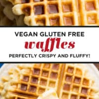 pinterest image with text of waffles with no gluten or dairy