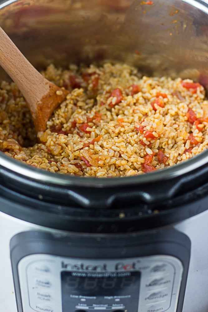 Instant Pot Spanish Rice in the instant pot