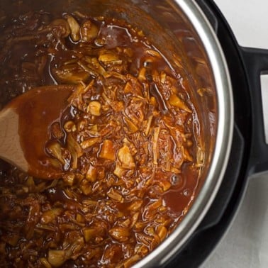 Instant Pot Pulled BBQ Jackfruit in the instant pot