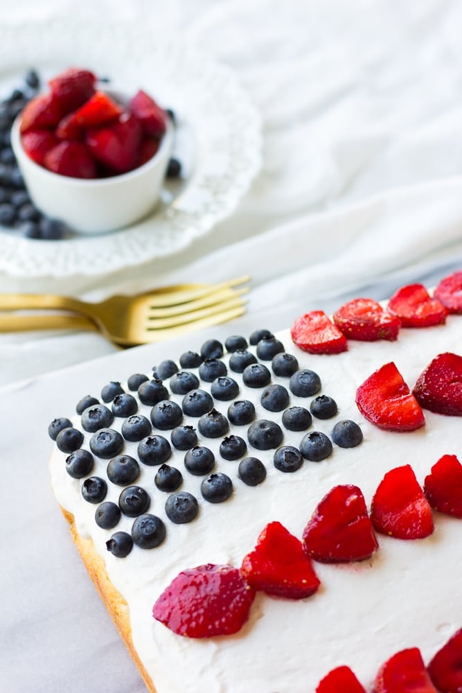 showing vegan flag cake from top