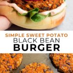 pinterest collage of sweet potato burgers with text