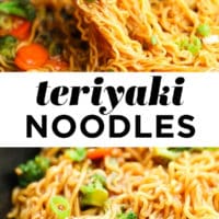Pinterest collage with text of teriyaki noodles