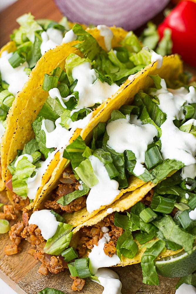 looking sideways at cauliflower tacos