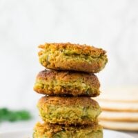 5 vegan falafel stacked high