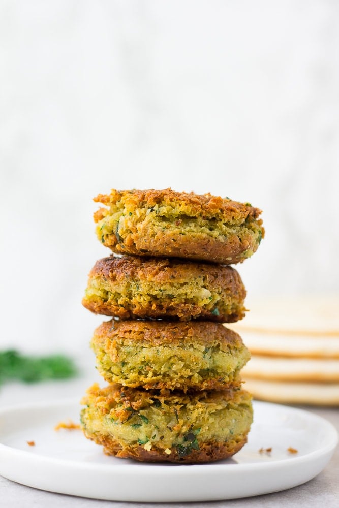 5 vegan falafel stacked high