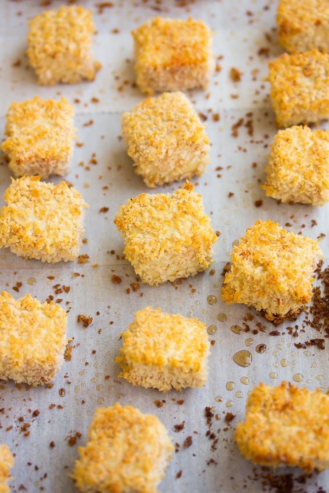 crispy nuggets on a pan