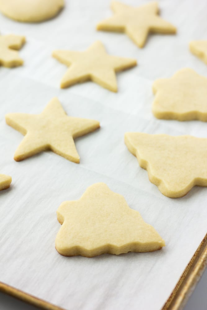 vegan sugar cookies, cooked on a pan