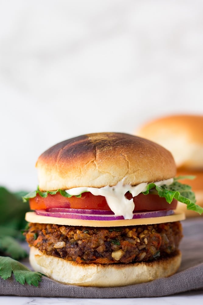 veggie burger recipe with a photo of 1 burger