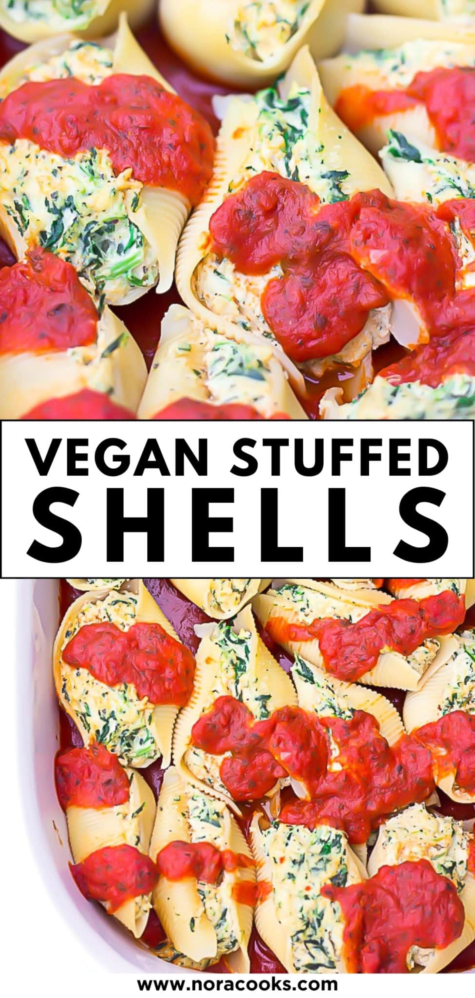 Vegan Stuffed Jumbo Shells with Spinach - Nora Cooks