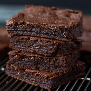 square image of brownies in a stack