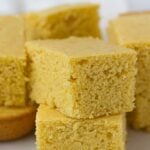 Cut up squares of vegan cornbread