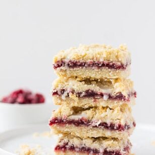 stack of vegan raspberry bars