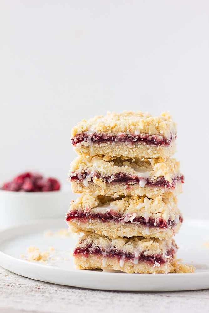 stack of vegan raspberry bars