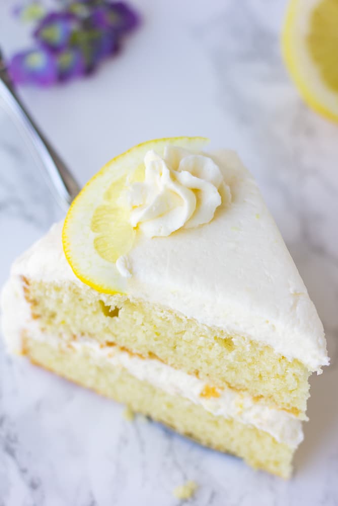 piece of double layer lemon cake