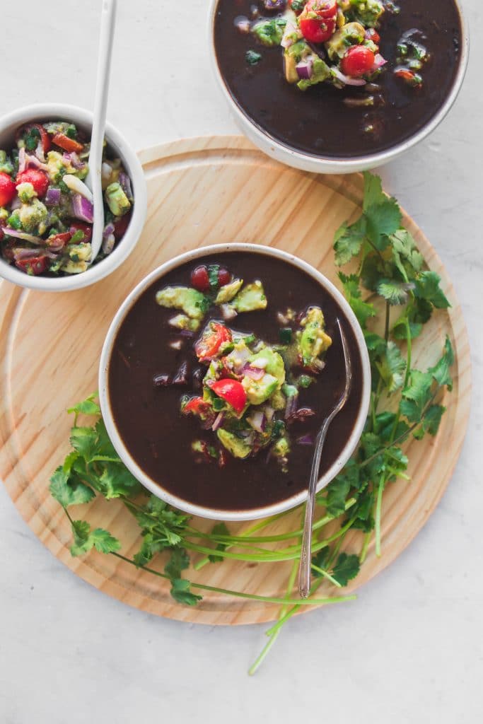 black bean soup in a bowl