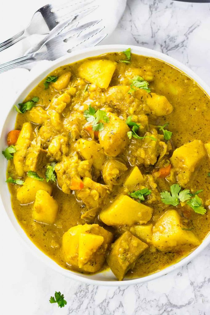 Curry Jackfruit Potatoes in a bowl