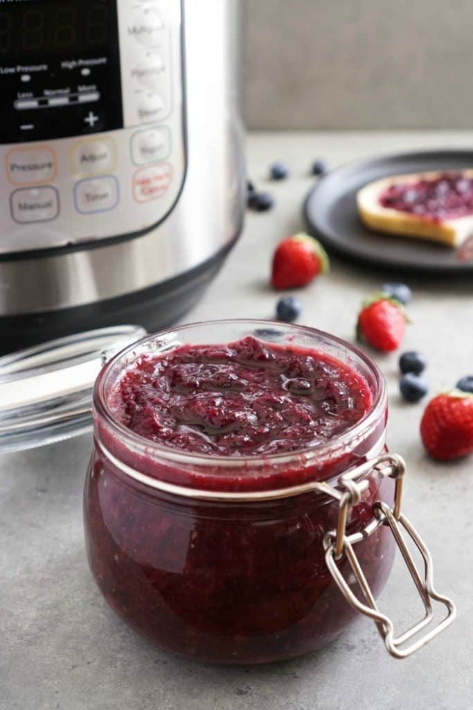 instant pot jam in glass jar