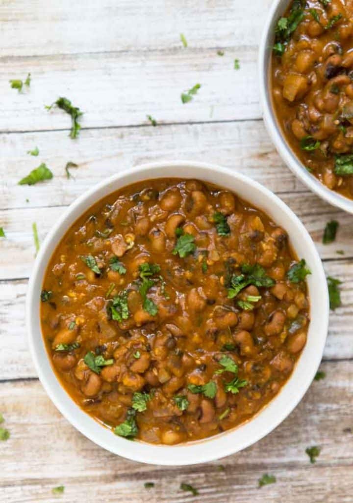 black eyed peas curry in bowls