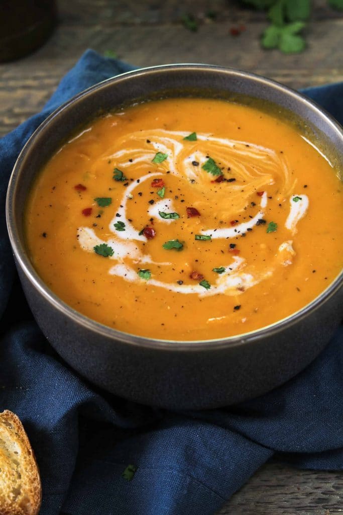 carrot ginger soup in a bowl