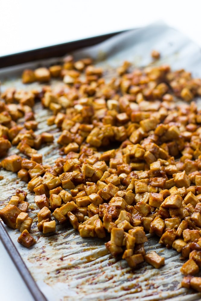 cooked barbecue tofu pieces