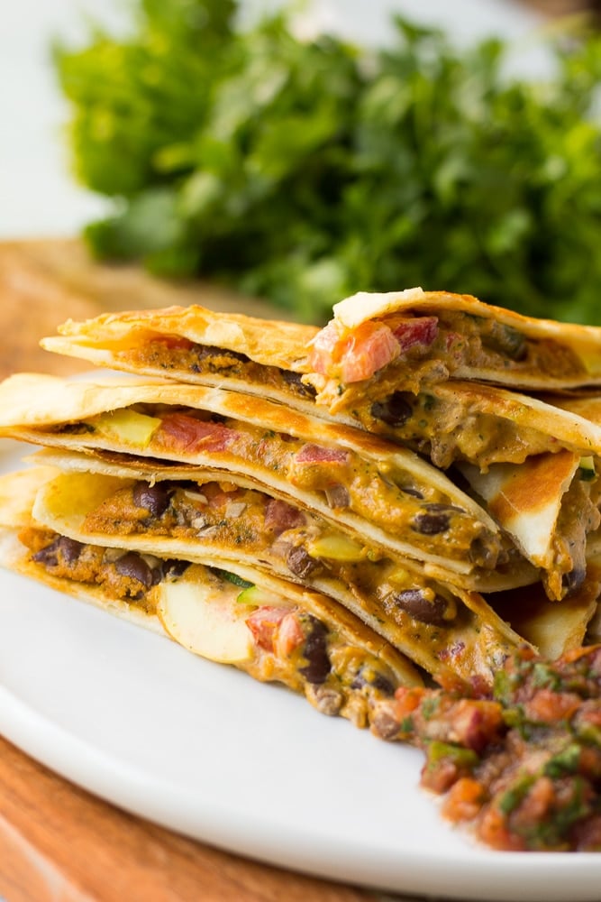 vegan quesadillas stacked