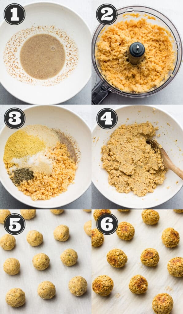 collage of how to make vegan meatballs