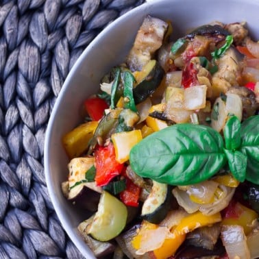 roasted ratatouille in a bowl close