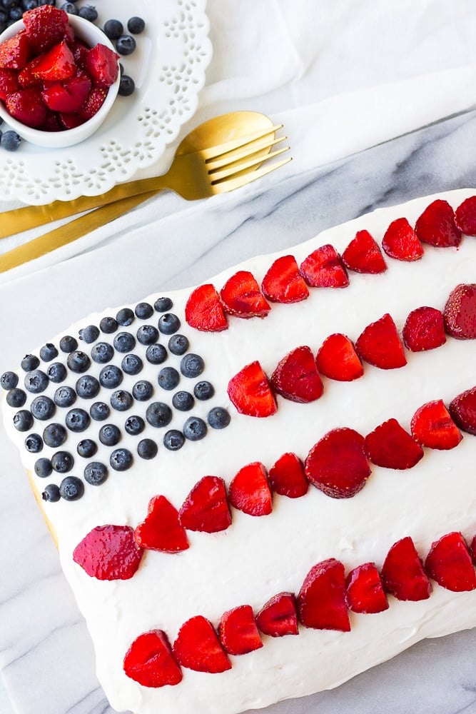 vegan flag cake from top