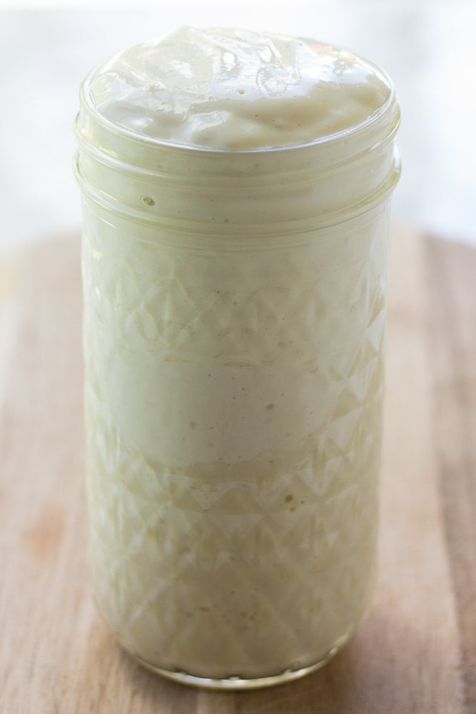 tofu mayonnaise recipe in a glass jar