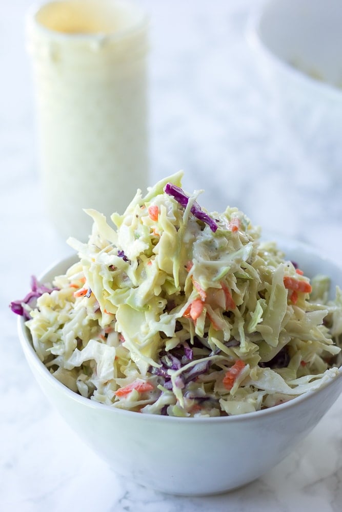 vegan coleslaw in a bowl