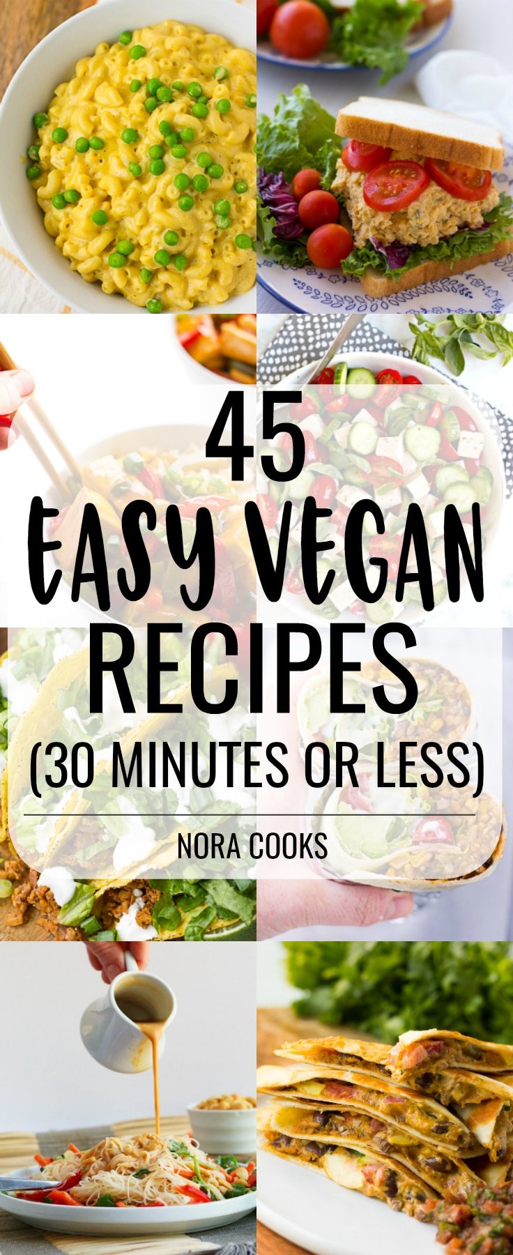 large collage of easy vegan recipes to pin