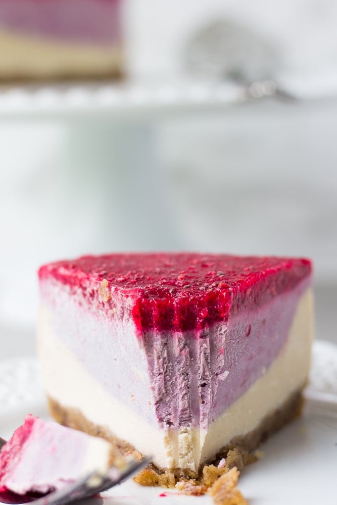 piece of no-bake vegan cheesecake