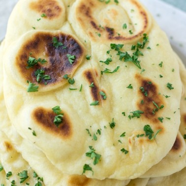 photo of easy vegan naan close up