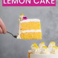 Pinterest collage with text for lemon cake that is vegan