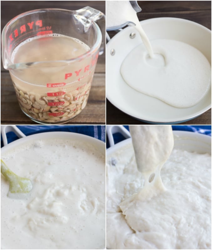 collage showing how to make vegan mozzarella cheese