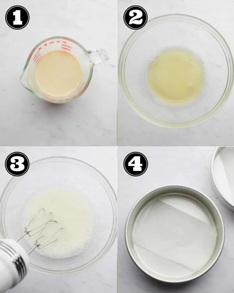 collage showing steps for making vegan lemon cake