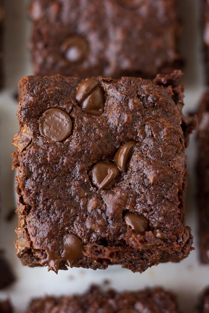 looking down close up of 1 vegan brownies recipe