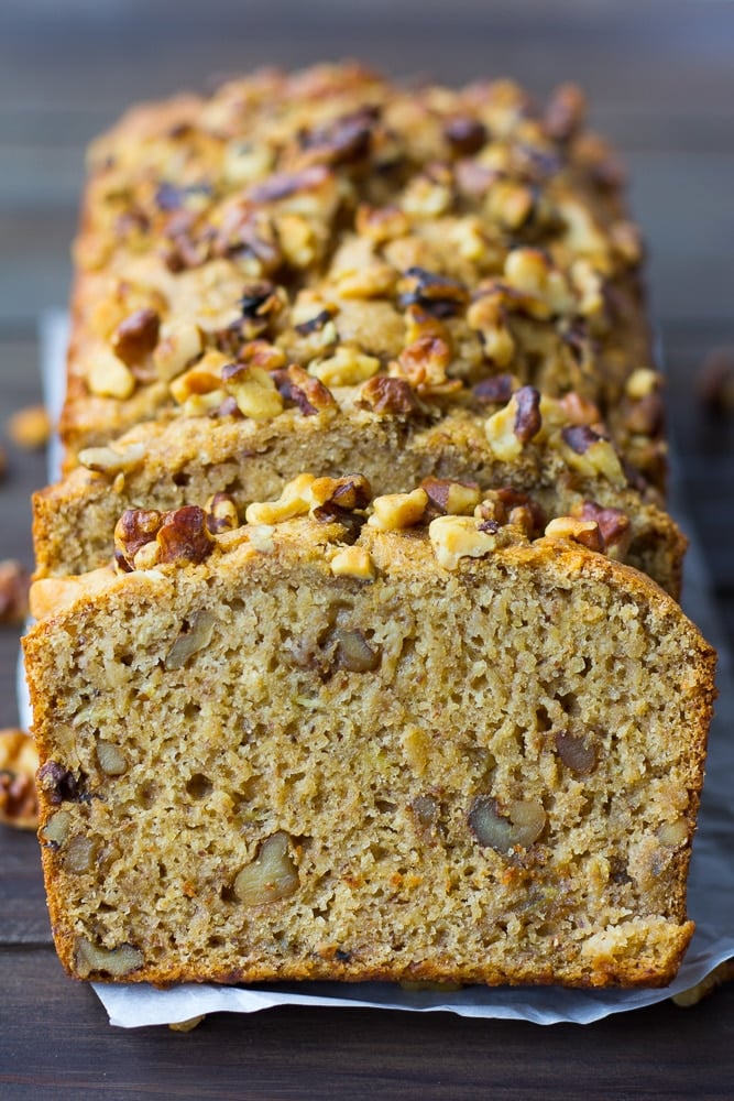 vegan banana bread from side