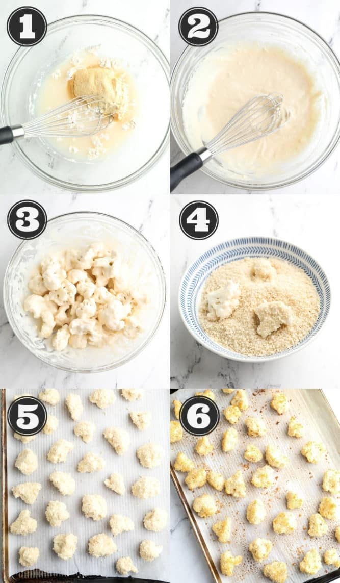 collage showing how to prep cauliflower for oven baking