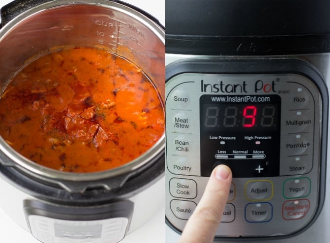 collage of how to make instant pot spaghetti