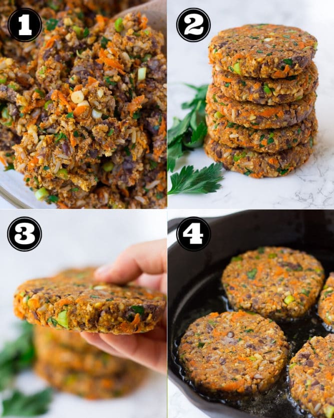 collage of how to make veggie burgers