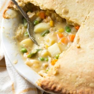 vegan pot pie in pan