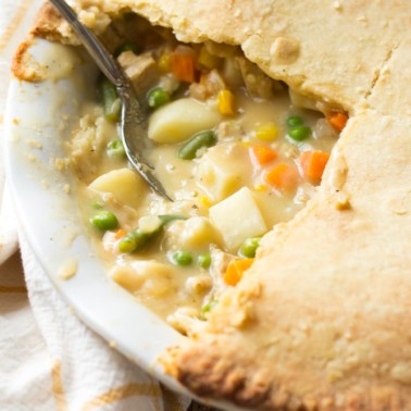 vegan pot pie in pan