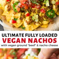 pinterest collage with text of vegan nachos