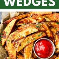 Pinterest image with text box for potato wedges