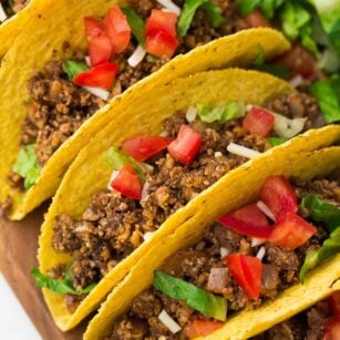 square image of tacos with "meat